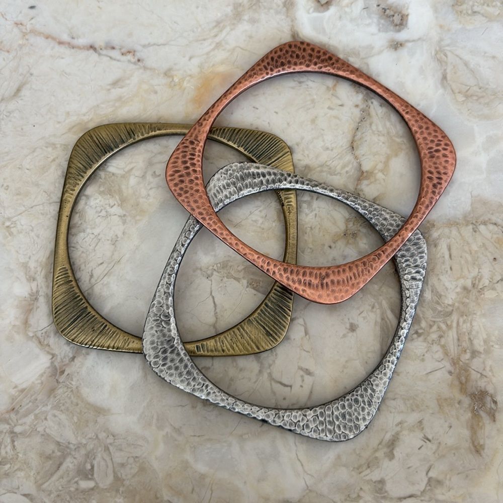 Tri-Colour Modernist Bangle Bracelets - Picture 6 of 6